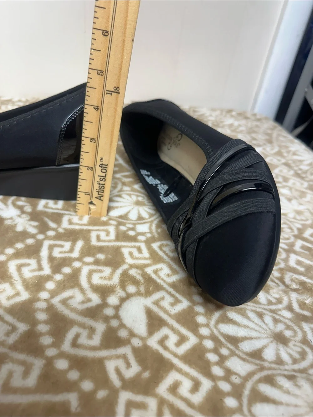 White Mountain Black Crisscross Slip-On Flats